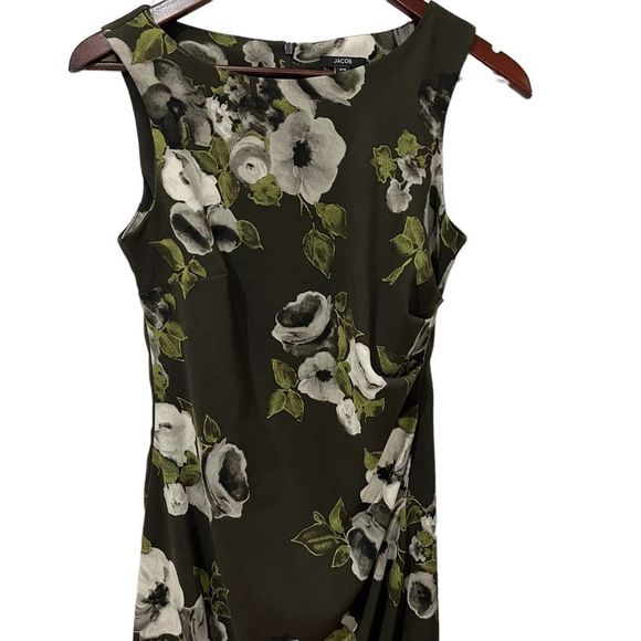 Jacob green dress with all over floral print sleeveless zip up back size small - Picture 4 of 11